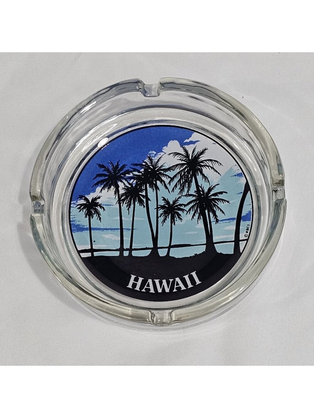 Ash Tray Hawaii  Colorful 4-1/4" Glass with 4 Slots.